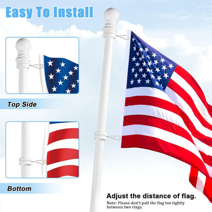 1" White Flag Pole Rings, 2 Pcs Anti Wrap Aluminum Alloy Flag Pole Clips Swivels, 360° Rotating