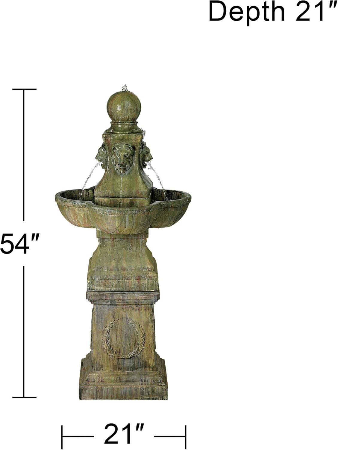 Royal Lion 54" High Large Italian Outdoor Decor Faux Stone Floor Fountain Standing Pedestal Tall