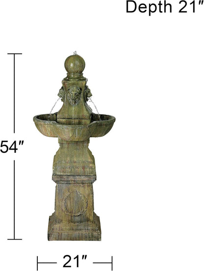 Royal Lion 54" High Large Italian Outdoor Decor Faux Stone Floor Fountain Standing Pedestal Tall