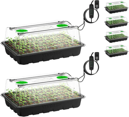 VIVOSUN 6-Pack Seed Starter Trays, 240-Cell Seed Starter Kit with 2 Set of LED Lights, 3.6" Higher