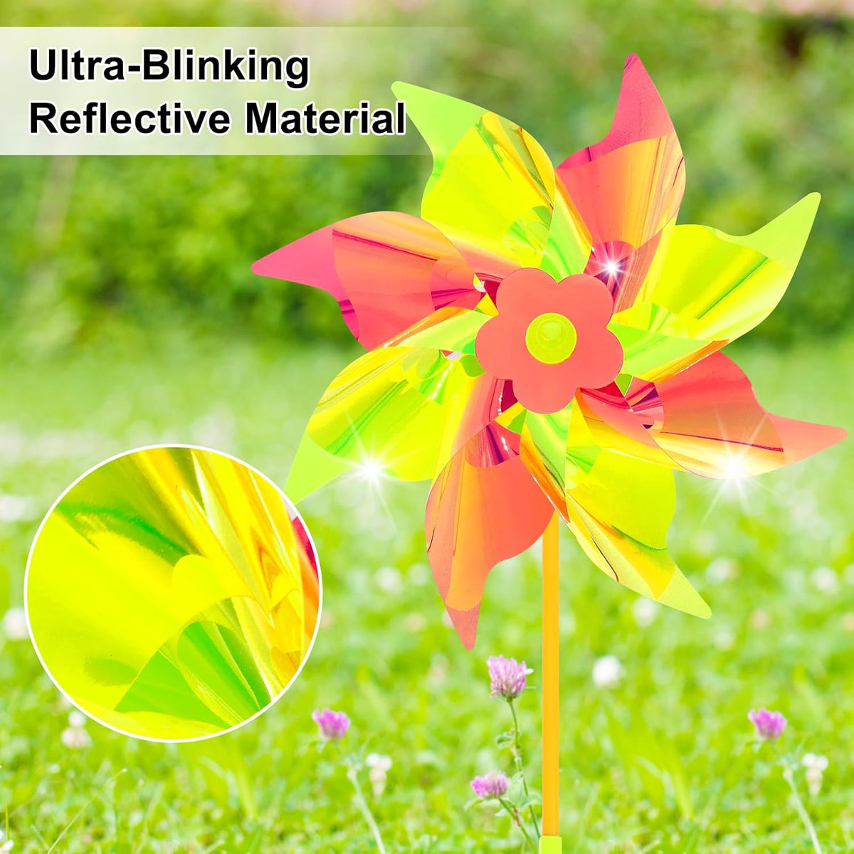 6 Pcs Reflective Pinwheels Wind Spinner for Yard and Garden, Decorative Windmill Toy Pinwheel for