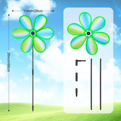 4PCS Wind Spinners for Yard and Garden 11 Inches Colorful Lawn Pinwheels Flower Wind Spinners