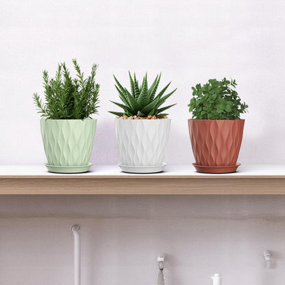 5 Inch Planter Pots, 6 Pack Indoor Planters, Small Flower Pots with Drainage Holes and Tray for