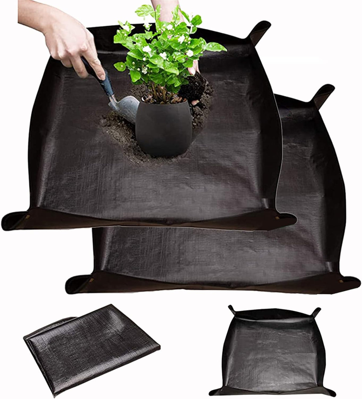 BIUWING 2PCS 39.4" x 39.4" Large Plant Repotting Mat Waterproof Transplanting Mat Indoor Plant