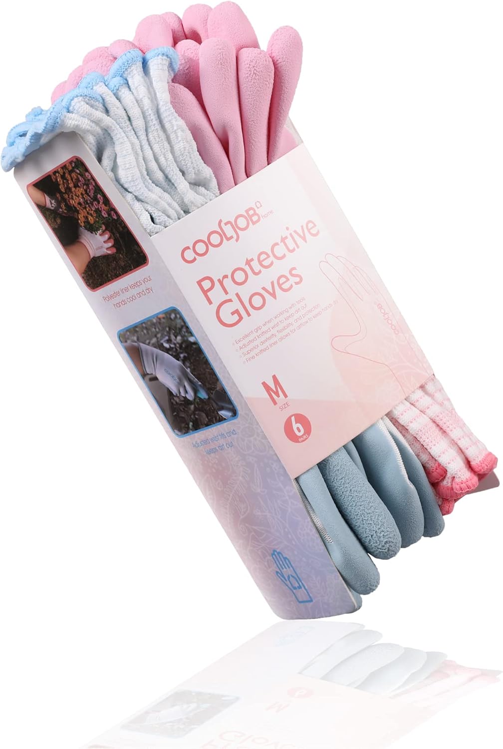COOLJOB 6 Pairs Gardening Gloves for Women Ladies, Breathable Rubber Coated for Yard Garden