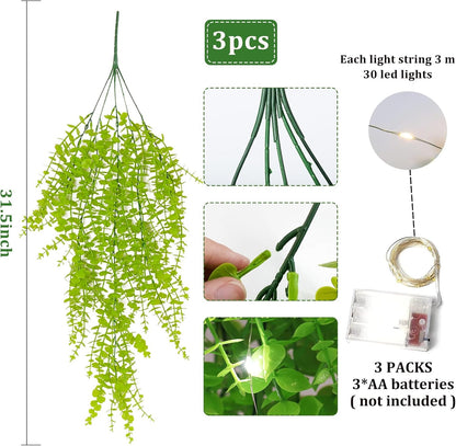 Artificial Hanging Plants Wall Decoration Faux Hanging Plants Indoor Fake Money Plants Hanging