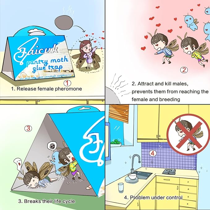 Faicuk Pantry Moth Traps with Pheromone Attractant for Home, Kitchen, and Storeroom Odorless