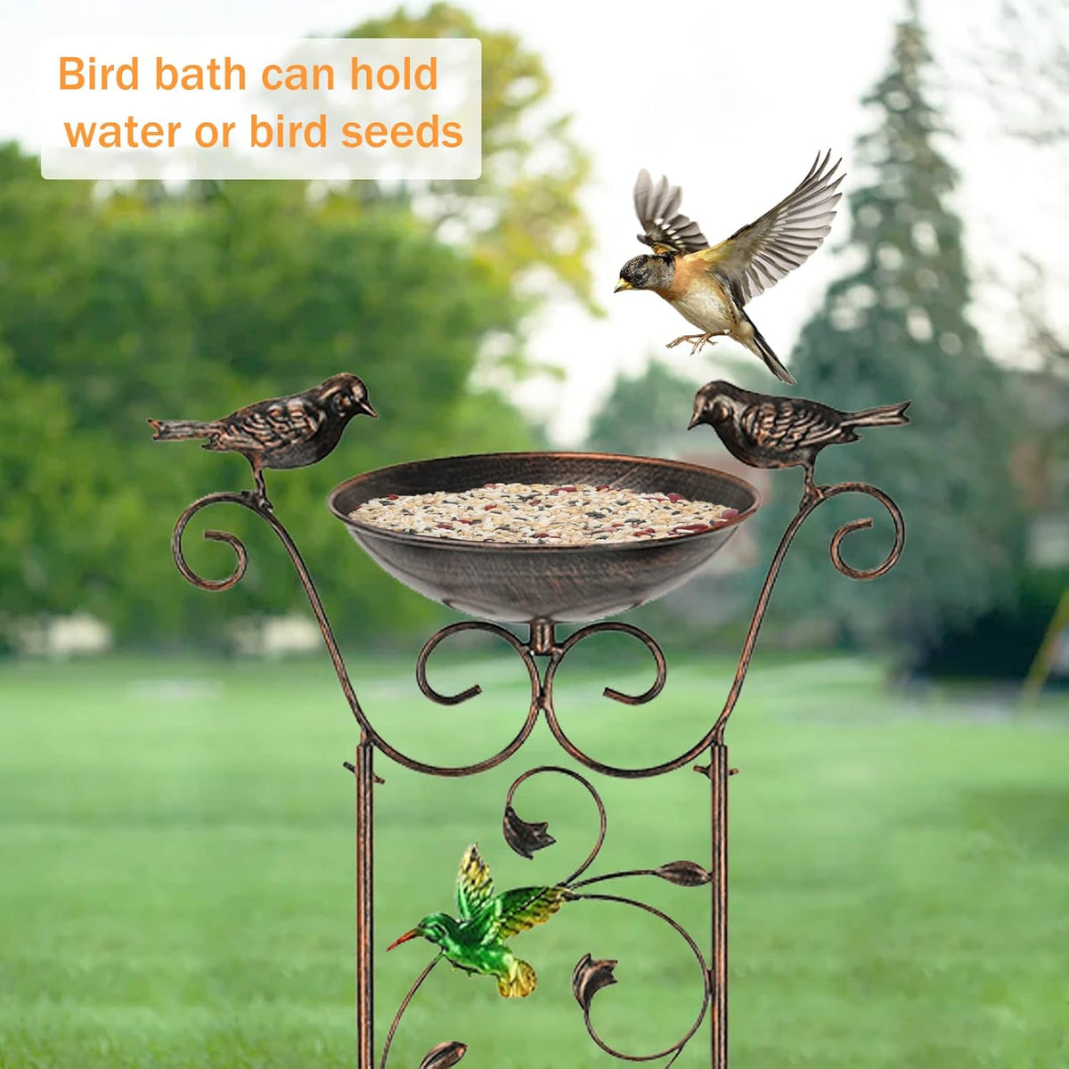 LEWIS&WAYNE Garden Trellis Bird Bath Outdoor, 40 Inch Antique Iron Garden Plant Trellis Decorative