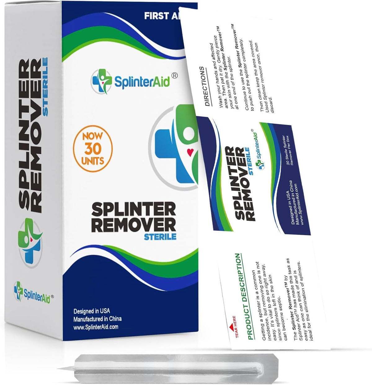 Painless Splinter Removal Kit (30-Pack) | Pull Out Splinters Fast & Easy | Compact First Aid for