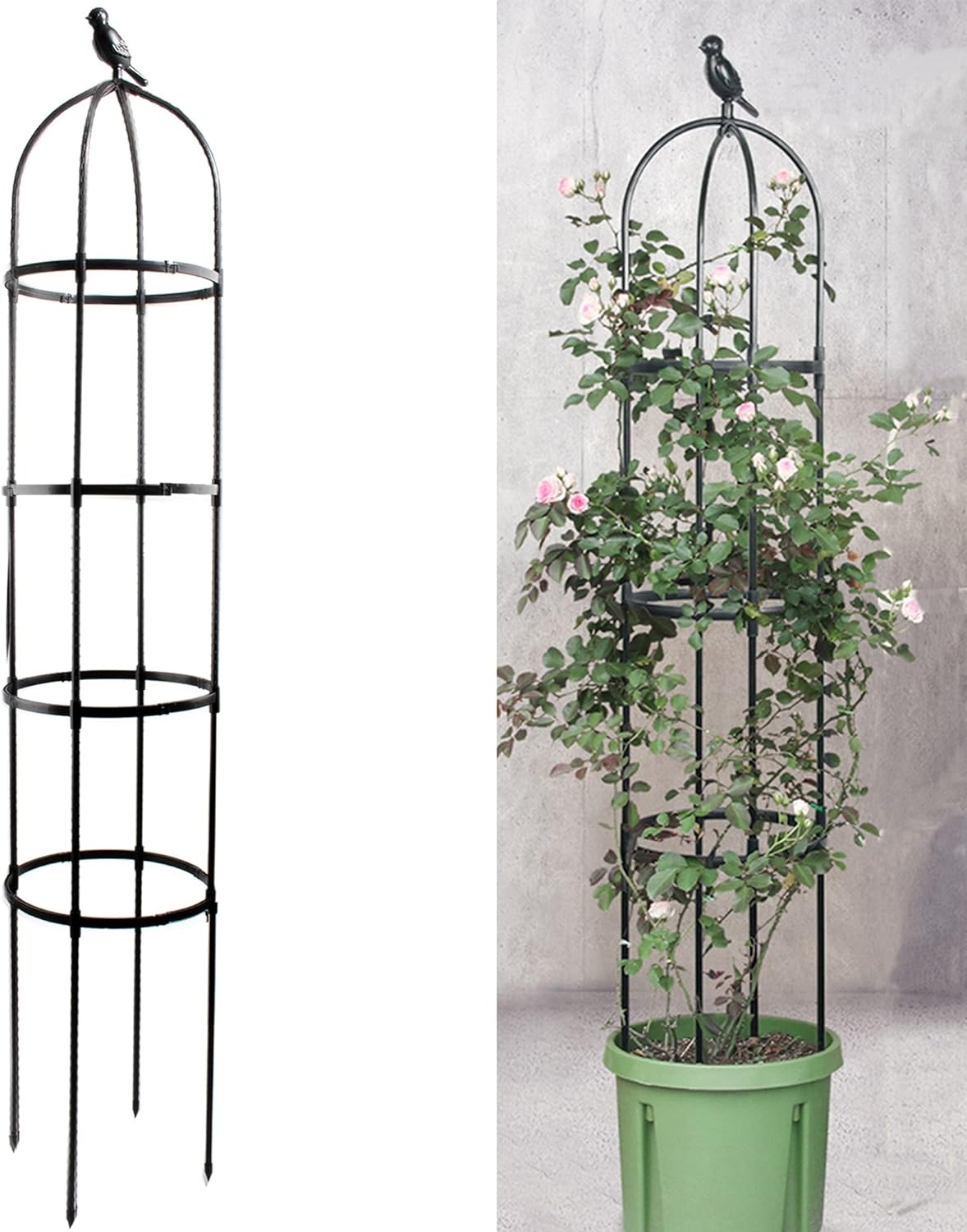 6ft Garden Obelisk Trellis for Climbing Plants-Rustproof Metal Pipe with Heavy Duty Plastic Coated