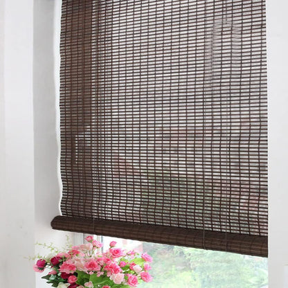 LETAU Cordless Wood Window Roller Shades, Bamboo Light Filtering Window Blinds for Indoor Home