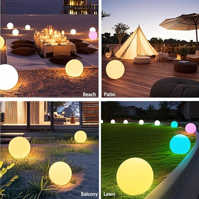 10-in Solar Globe Light Outdoor Waterproof, Dimmable Solar Balls for Garden w/Remote, Glowing Orb