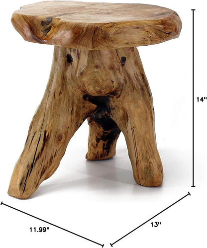 WELLAND Natural Cedar Stump Stool, 14" End Table, Live Edge Side Table, Plant Stand, Small