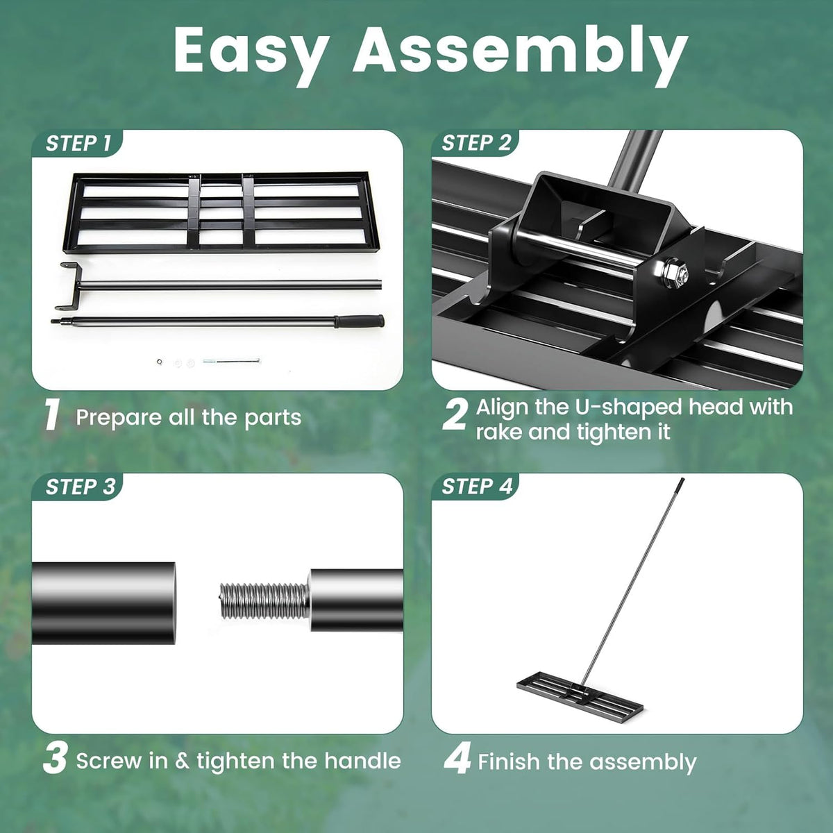 Goplus Lawn Leveling Rake, 36" x 10" Heavy Duty Level Lawn Tool w/ Ergonomic Handle for Soil