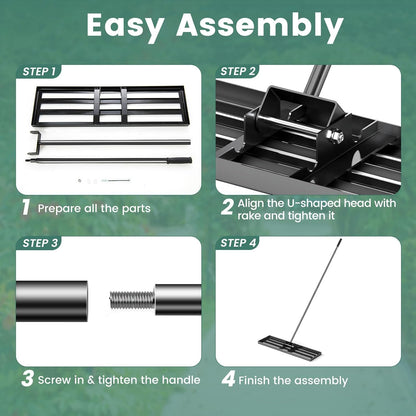 Goplus Lawn Leveling Rake, 36" x 10" Heavy Duty Level Lawn Tool w/ Ergonomic Handle for Soil