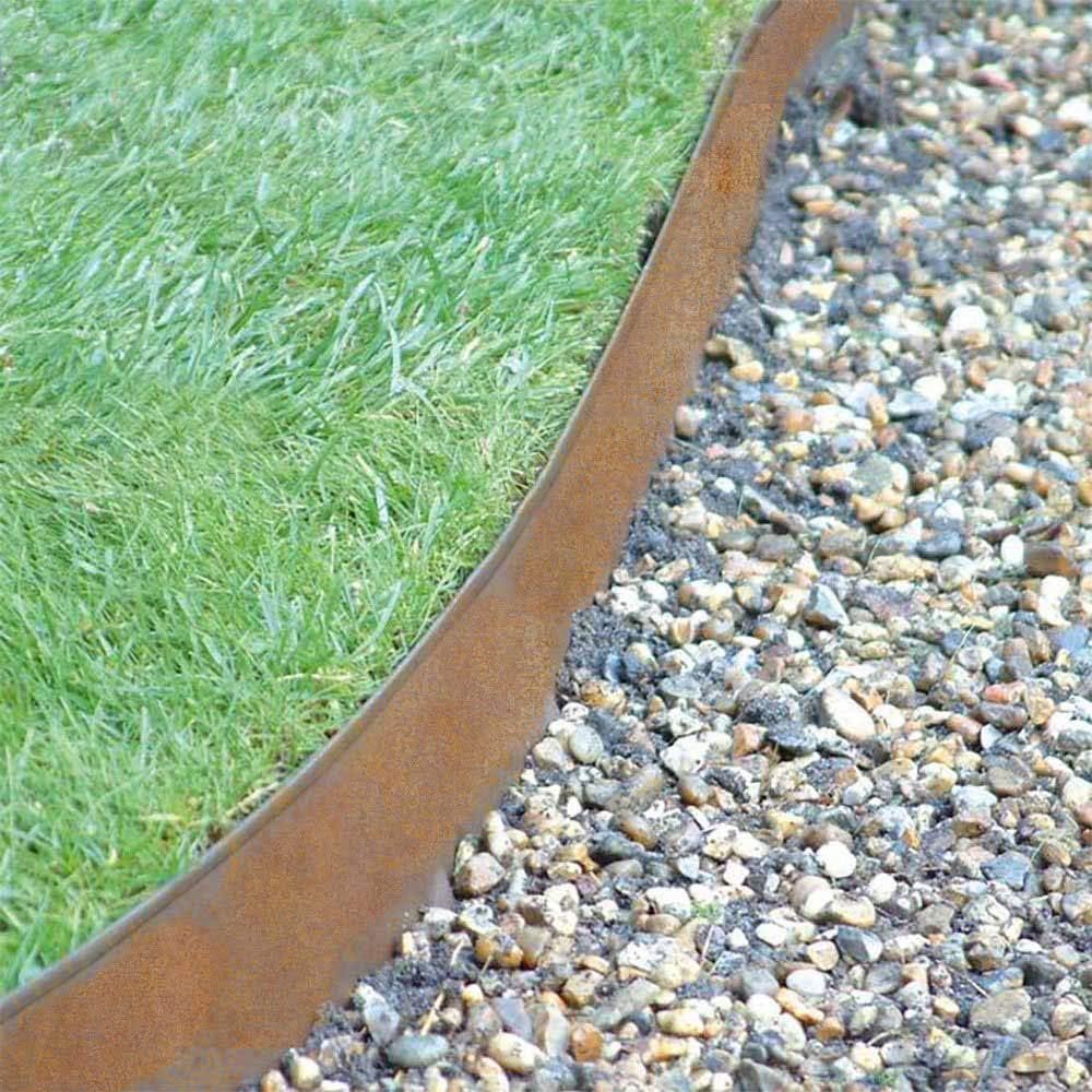 5 Piece Steel Home Kit Raw Steel Edging with 15 Edge Pins, 4" by 8', 18-Gauge