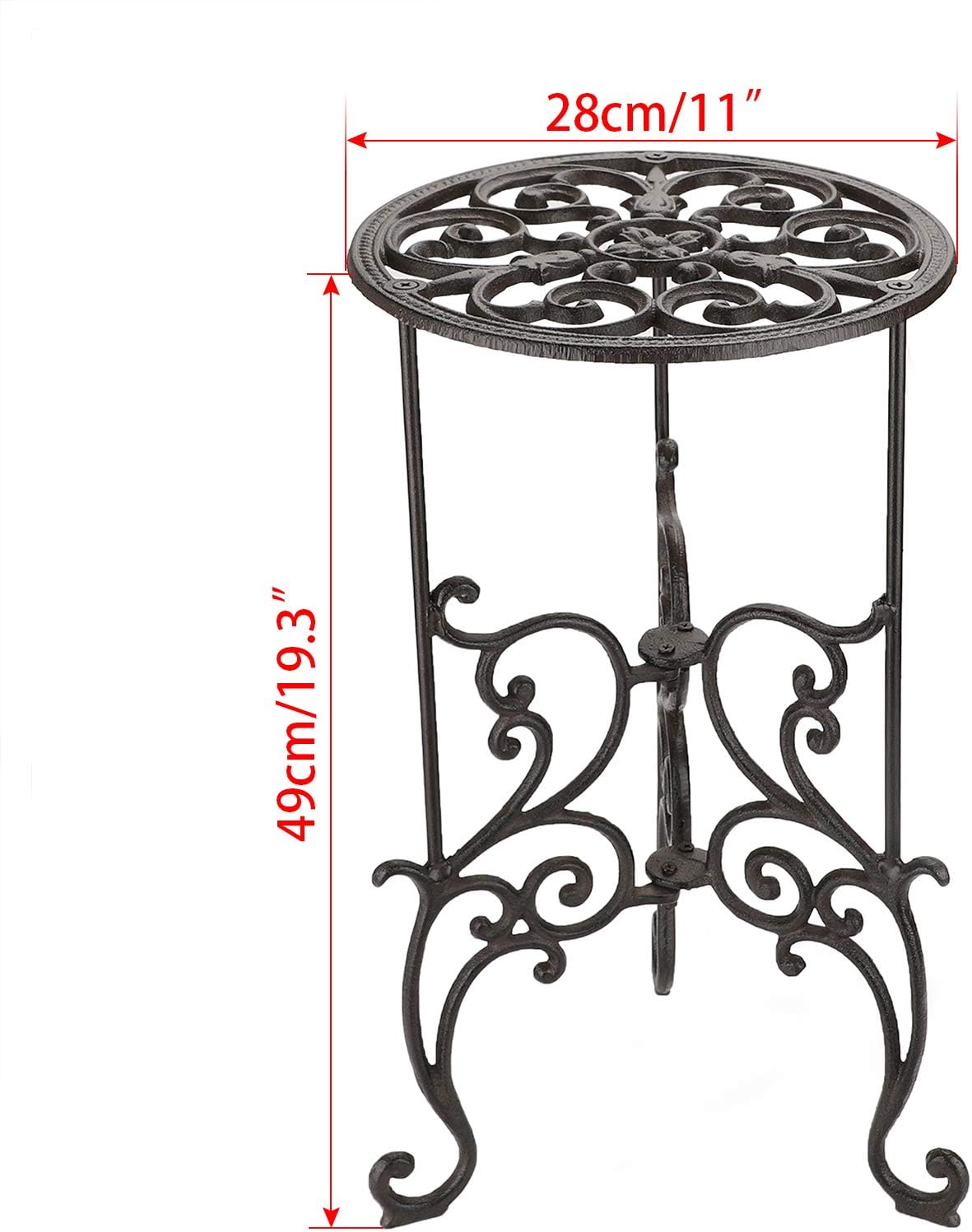 OwnMy Heavy Duty Cast Iron Plant Stand Indoor Outdoor Vintage Wrought Iron Round Flower Pot Holder
