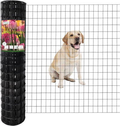 Black PVC Coated Welded Wire Fence 48 Inch x 50 Foot, 2 Inch x 3 Inch 16GA, Garden Border Fencing