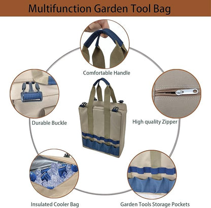 Garden Folding Gardener Stool with Gardening Tools Insulation Garden Bags Plus 5 Garden Tools and