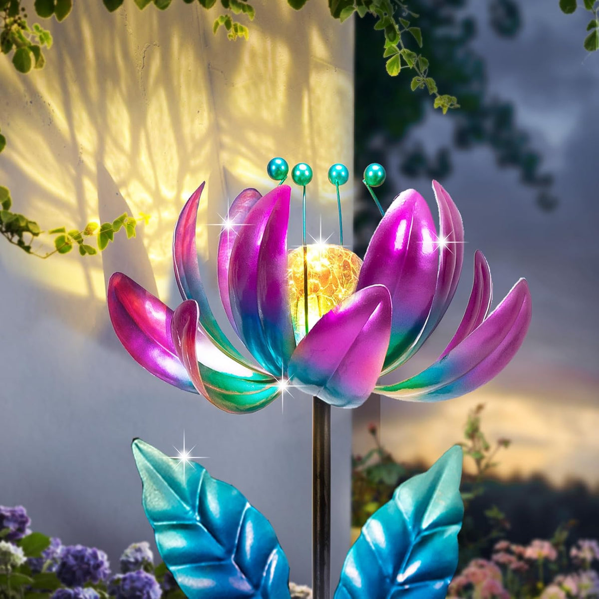 Outdoor Garden Decor Solar Spinners Lights - Metal Wind Spinner Solar Lights for Yard, Patio