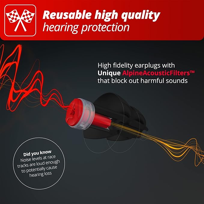 Alpine Formula 1 Earplugs - Reusable Hearing Protection for Race Events and Loud environments