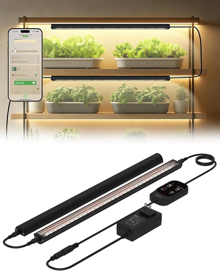 Smart Grow Light for Indoor Plants,3500K Full Spectrum LED Plant Light Strips with 3/9/12H Auto