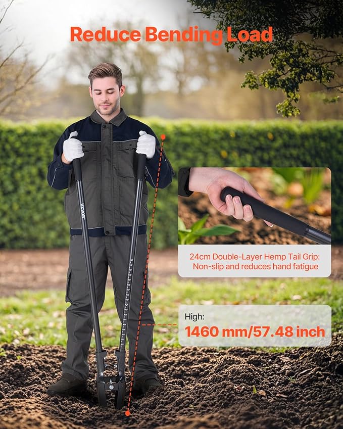 VEVOR Post Hole Digger, Heavy Duty Post Hole Digger with Carbon Steel Handle, Manual Hole Digger