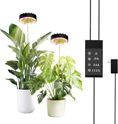 Halo Grow Lights for Indoor Plant, 40'' Height Adjustable Plant Grow Lights with Fan, Full Spectrum