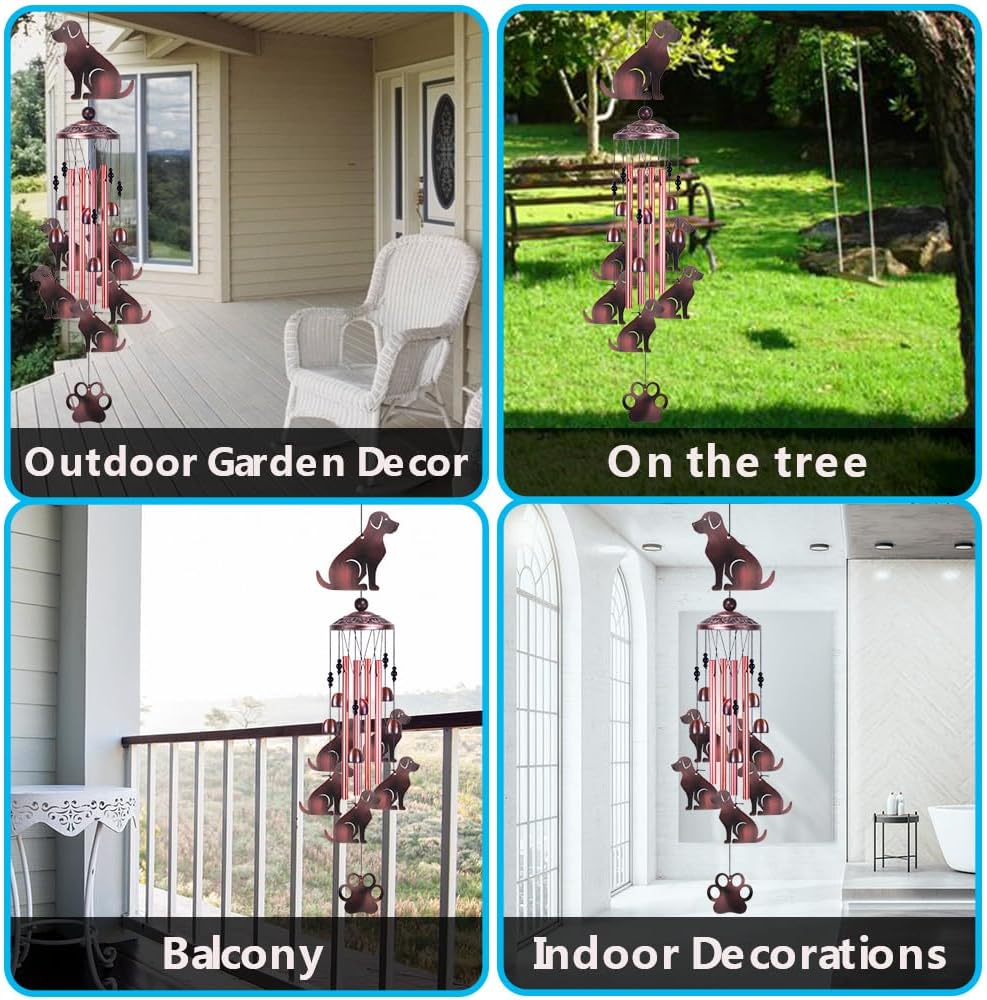 36 Inch Dogs Wind Chimes Outdoor/Indoor Decor - Metal Dog Musical Wind Bells, Mobile Romantic Dog