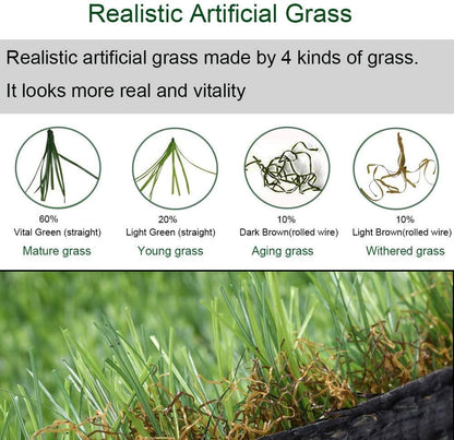 Artificial Grass Turf 3FTX22FT, 1.38" Pile Height Realistic Synthetic Grass, Indoor Outdoor Pet