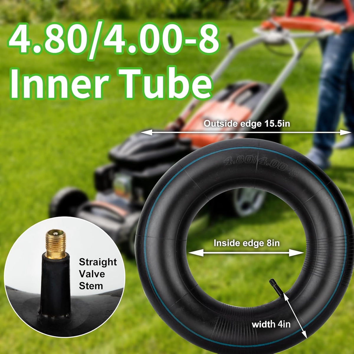 4.80/4.00-8" Inner Tubes, 2 Pack Heavy Duty 4.80 4.00-8/480/400-8 Replacement Tire Inner Tube with