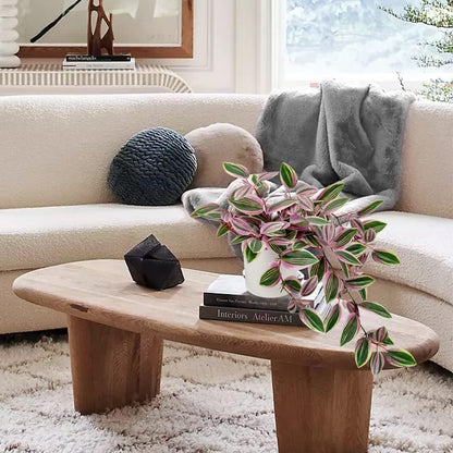 Fake Hanging Plants in Ceramic Pot, 20 Inch Artificial Pink Ivy Leaves Plant Faux Greenery Vine