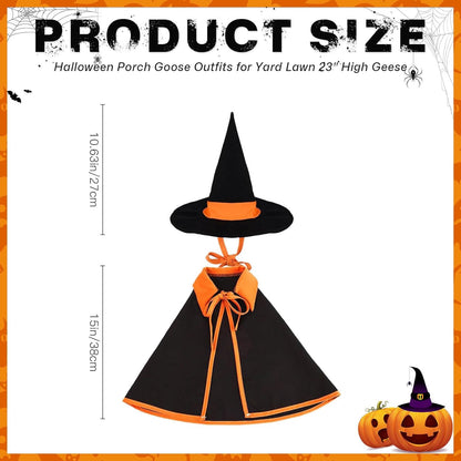 Halloween Porch Goose Outfit Set for 23'' Plastic Statue Lawn Porch Goose Clothes with Cloak Hat