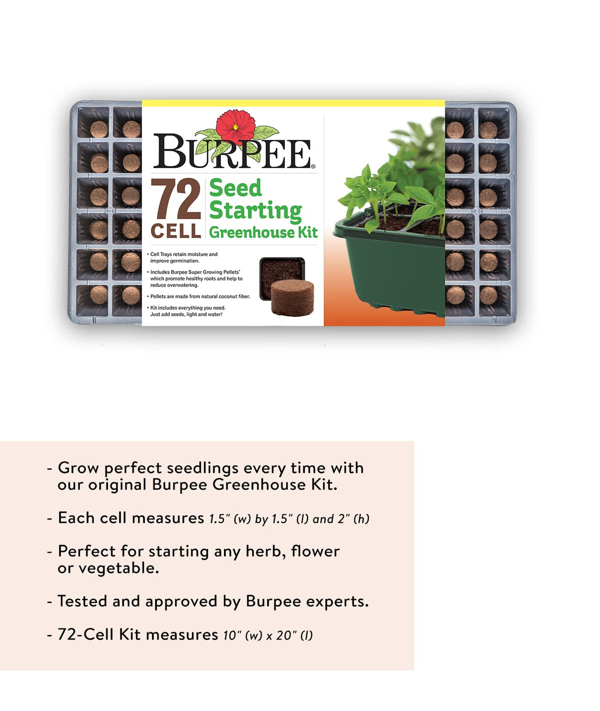 Burpee Greenhouse Indoor Starting Herbs, Flowers and Vegetables | Includes Dome, Watering, Seed