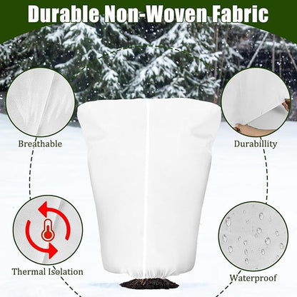 4 Pcs Plant Covers Frost Protection Bag 71" x 47" Winter Reusable Plants Jacket with Drawstring