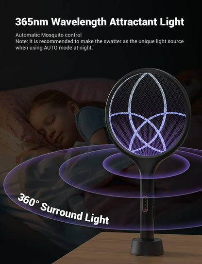 YISSVIC Electric Fly Swatter Bug Zapper Racket 4000V LED Screen Dual Modes Fly Zapper Rechargeable