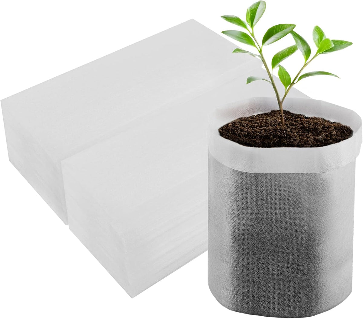 100PCS White Plant Nursery Bags Large, 7.8x10 inches Non-Woven Fabric Seedling Grow Bag, Seed