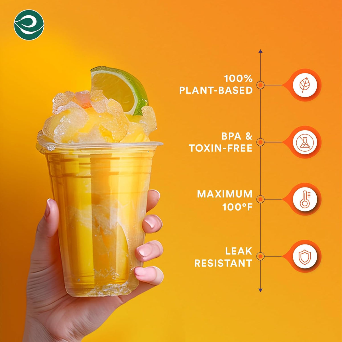 ECO SOUL 100% Compostable, Disposable Party Cups | Eco-friendly Party Cups | (500 Count, 16 oz Cold