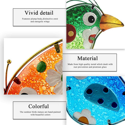 John's Studio Garden Decor for Outside - Outdoor Statue Decorations Metal Bird Glass Yard Art