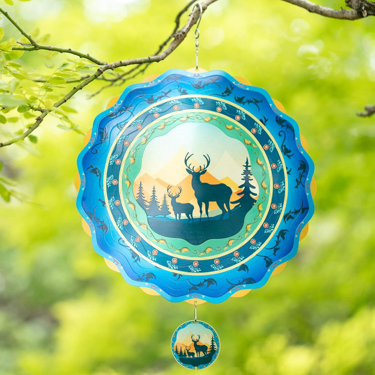 Light Catcher Elks Wind Spinner for Outdoor, 12 inch Hanging Wind Spinners Garden Yard Patio Window