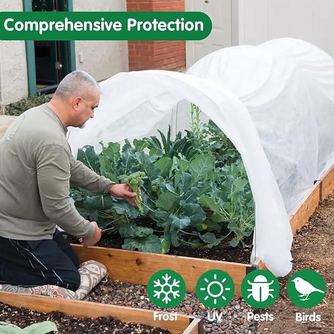 Plant Covers Freeze Protection, 10ft x 30ft 1.41oz/yd² White Frost Cloth Plant Blankets with 20