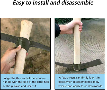 Forged Heat Treated One Piece Intact cast Iron Hoe,Weeding Garden Pick Axe,for Gardening,Camping