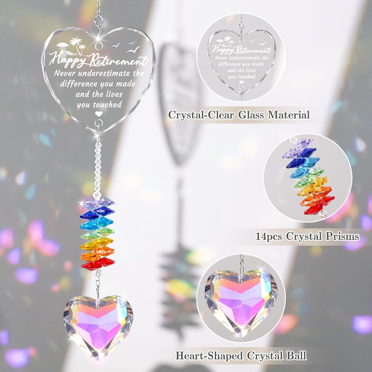 Retirement Gifts for Women, 2025 Retirement Gift Crystal Suncatcher, Happy Retirements Gifts for