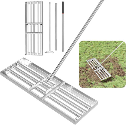 GreatBuddy Lawn Leveling Rake 30'' x 10", Heavy-Duty Stainless Steel Lawn Leveling Tool for Lawn
