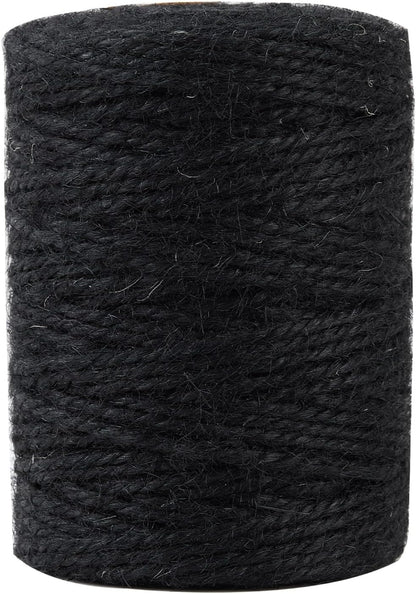 3mm 328 Feet Black Natural Jute Twine, for Crafts Gift, Craft Projects, Wrapping, Bundling
