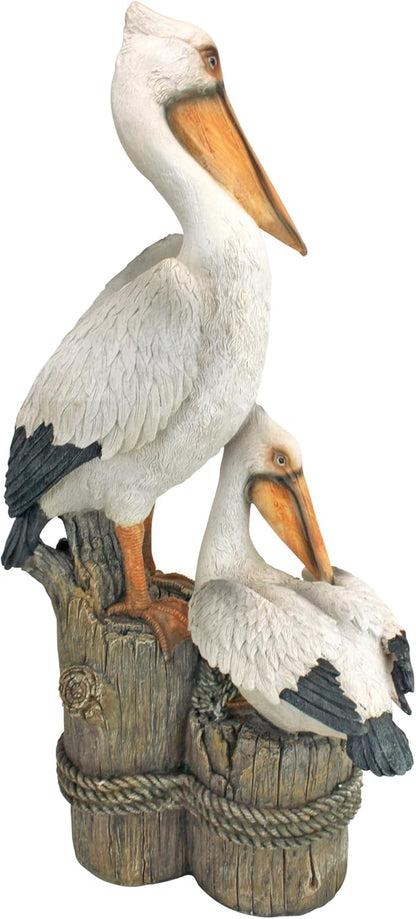 Design Toscano Coastal Decor Ocean's Perch Pelicans Garden Bird Statue, 9 Inch Wide, 24 Inch Tall