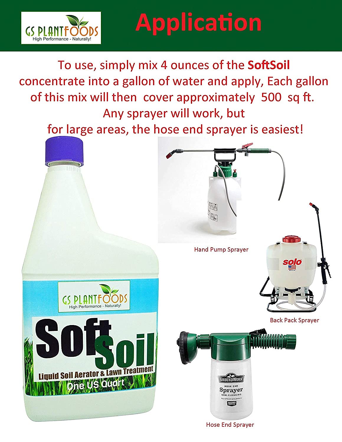 Soft Soil by GS Plant Foods- Liquid Aerator and Lawn Treatment(1 Quart) - Liquid Aerator for Any