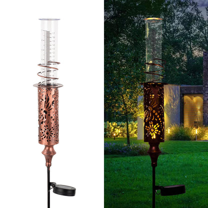 VEWOGIFT Rain Gauge Outdoor, Solar Water Gauge for Rain