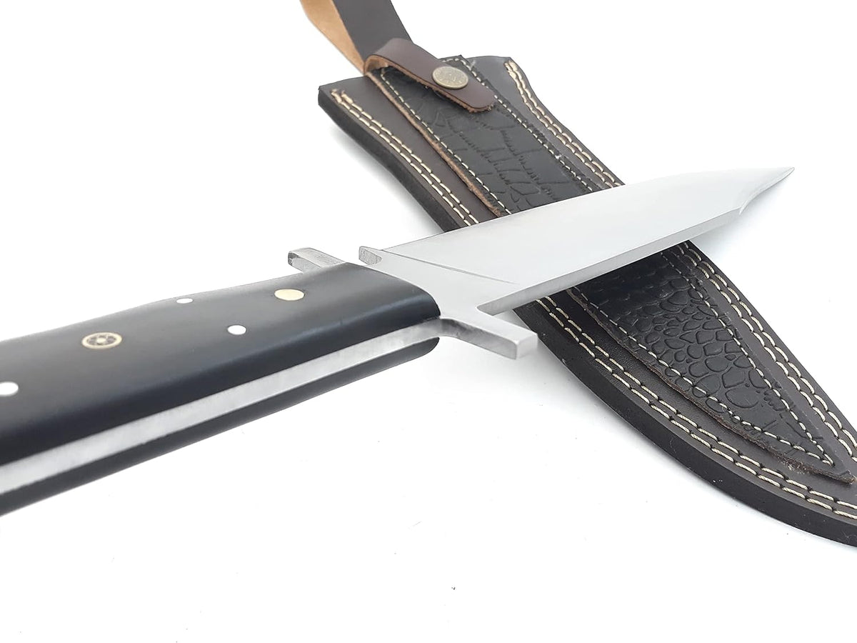Nooraki - 15" Handmade Full Tang Hunting Knife with Leather Sheath, Multipurpose Bowie Knife with