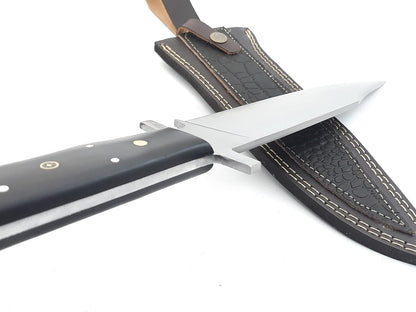 Nooraki - 15" Handmade Full Tang Hunting Knife with Leather Sheath, Multipurpose Bowie Knife with